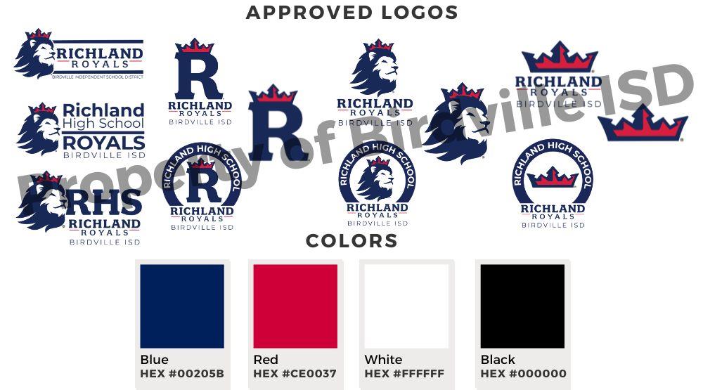 Birdville ISD logos and approved colors. Contact district for logos and details. 